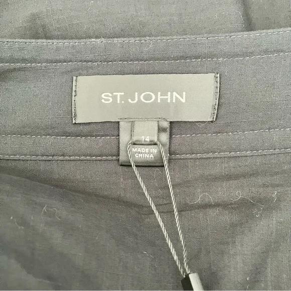 St John Black Cotton Caviar Sharkbite Hem Midi Skirt - Picture 5 of 7